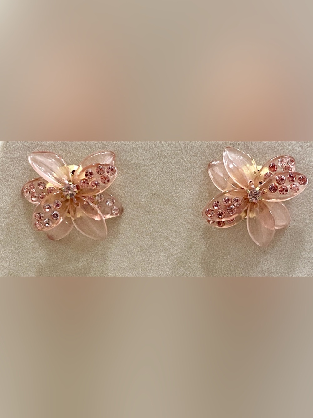 J. Crew Blush Pink Crystal Flower Earrings